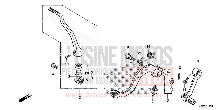 PEDALE/BIE. DE DEMARREUR DE KICK de CRF150R EXTREME RED (R292) 2013