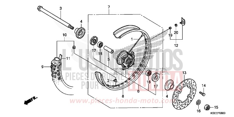 ROUE AVANT de CRF150R EXTREME RED (R292) 2014