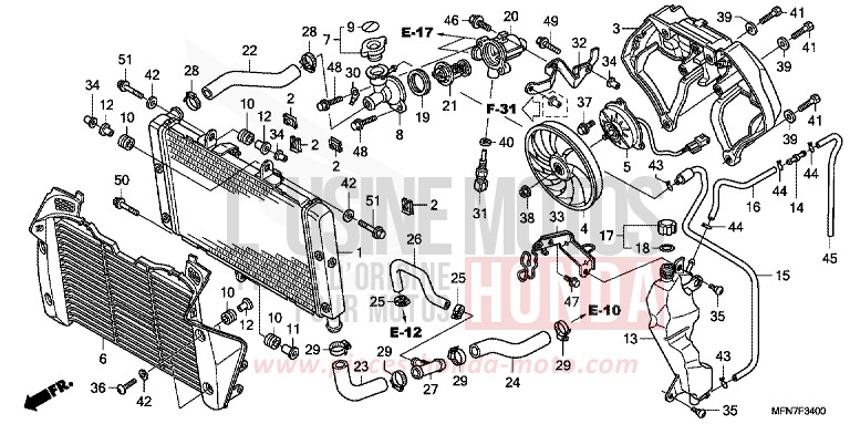 RADIATEUR de CB1000R PEARL COOL WHITE (NHA16) de 2009