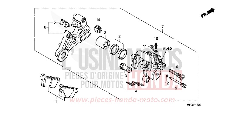 ETRIER DE FREIN ARRIERE (CB600F/F3) de Hornet PEARL COOL WHITE (NHA16) 2012