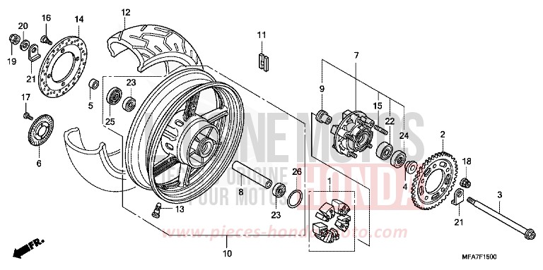 ROUE ARRIERE de CBF1000 QUASAR SILVER METALLIC (NHA48) 2006