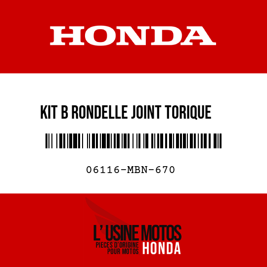 image de 06116-MBN-670 KIT B RONDELLE JOINT TORIQUE