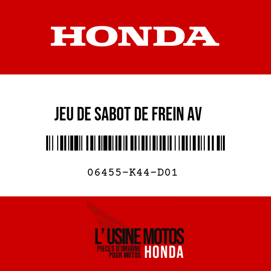 image de 06455-K44-D01 JEU DE SABOT DE FREIN AV