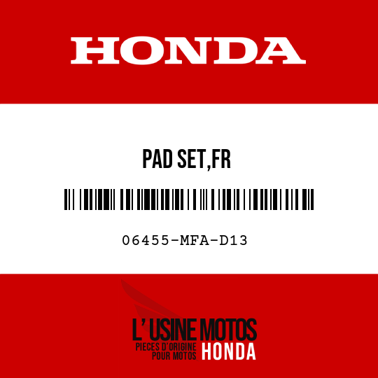 image de 06455-MFA-D13 PAD SET,FR