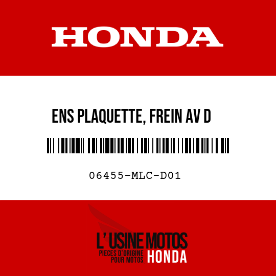 image de 06455-MLC-D01 ENS PLAQUETTE, FREIN AV D