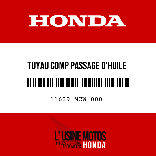 image de 11639-MCW-000 TUYAU COMP PASSAGE D'HUILE