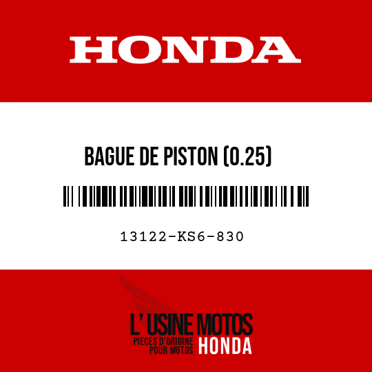image de 13122-KS6-830 BAGUE DE PISTON (0.25)