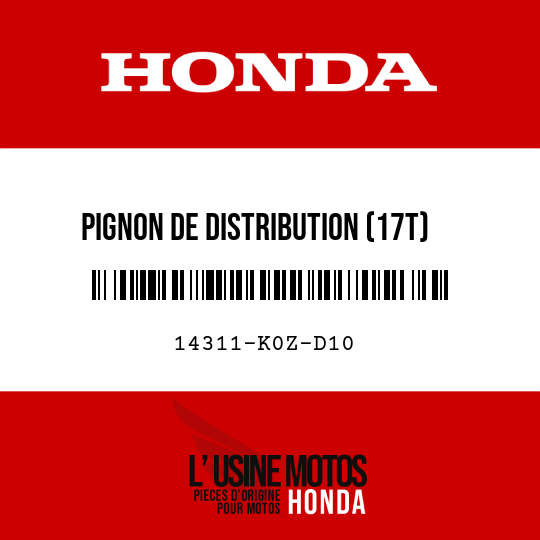 image de 14311-K0Z-D10 PIGNON DE DISTRIBUTION (17T)
