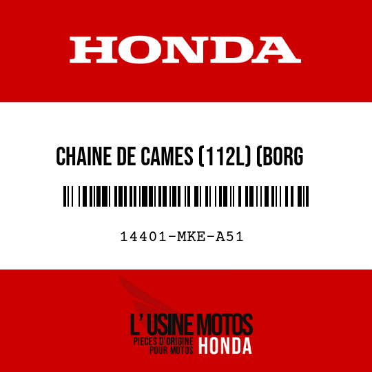 image de 14401-MKE-A51 CHAINE DE CAMES (112L) (BORG WARNER)