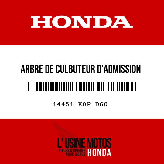 image de 14451-K0P-D60 ARBRE DE CULBUTEUR D'ADMISSION