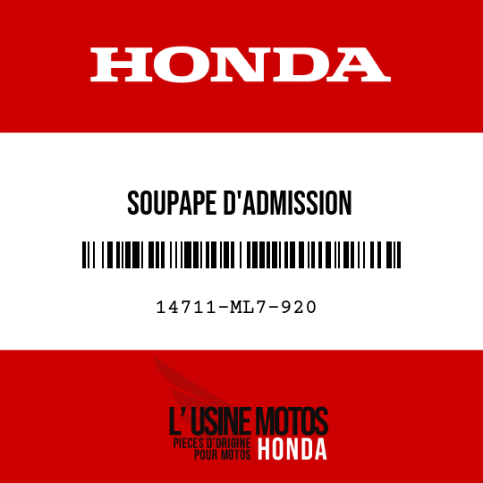 image de 14711-ML7-920 SOUPAPE D'ADMISSION