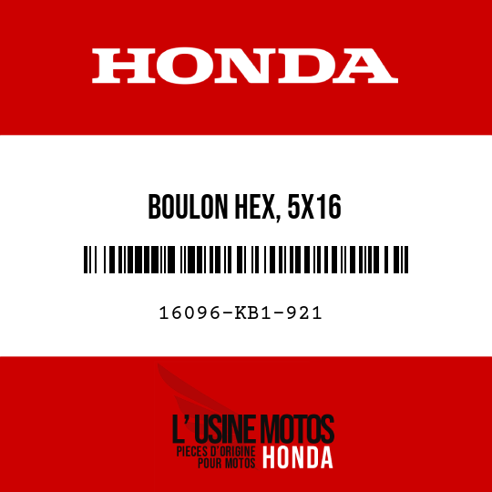image de 16096-KB1-921 BOULON HEX, 5X16