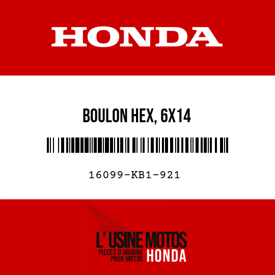 image de 16099-KB1-921 BOULON HEX, 6X14