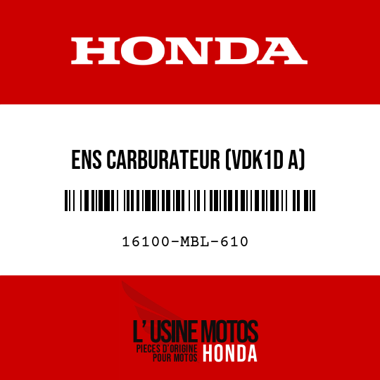 image de 16100-MBL-610 ENS CARBURATEUR (VDK1D A)