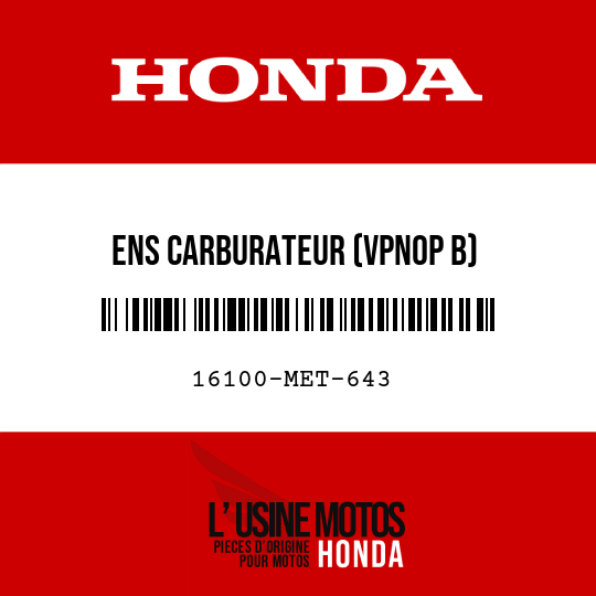 image de 16100-MET-643 ENS CARBURATEUR (VPN0P B)