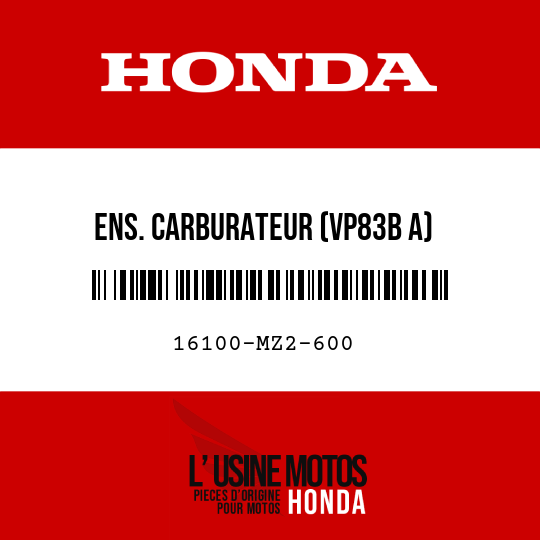 image de 16100-MZ2-600 ENS. CARBURATEUR (VP83B A)