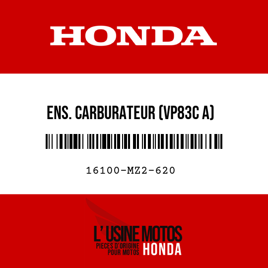image de 16100-MZ2-620 ENS. CARBURATEUR (VP83C A)