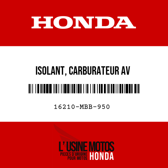 image de 16210-MBB-950 ISOLANT, CARBURATEUR AV