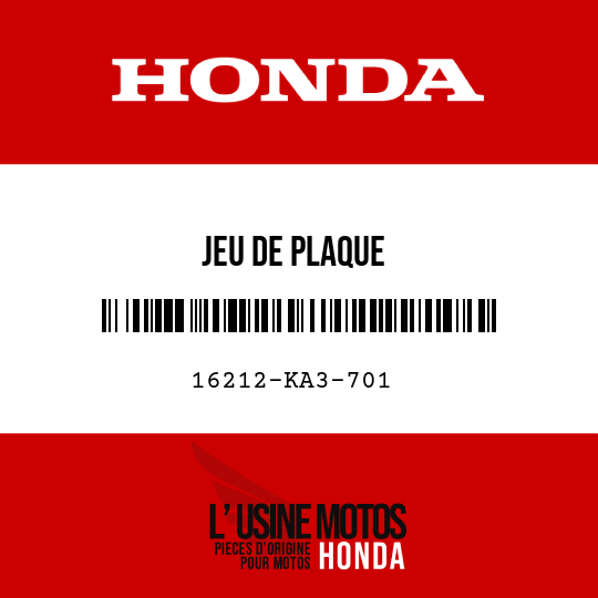 image de 16212-KA3-701 JEU DE PLAQUE