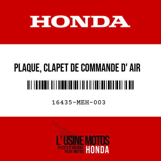 image de 16435-MEH-003 PLAQUE, CLAPET DE COMMANDE D' AIR DE RALENTI