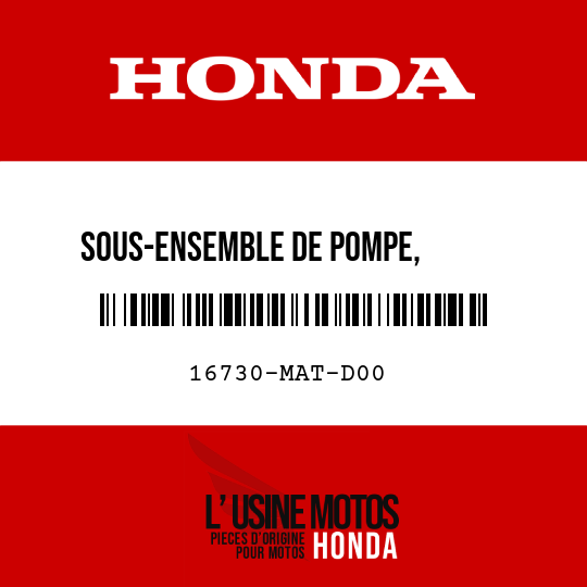 image de 16730-MAT-D00 SOUS-ENSEMBLE DE POMPE,       CARBURANT