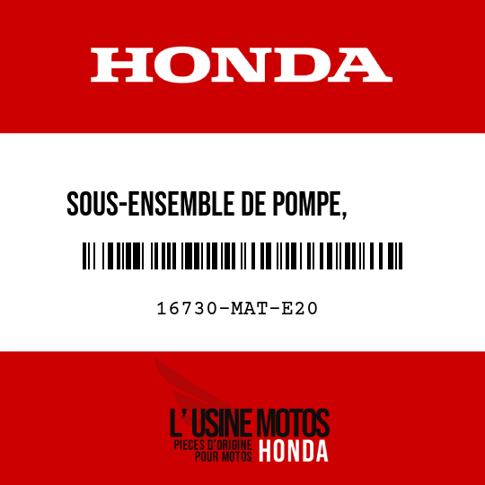 image de 16730-MAT-E20 SOUS-ENSEMBLE DE POMPE,       CARBURANT