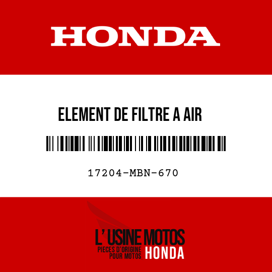 image de 17204-MBN-670 ELEMENT DE FILTRE A AIR