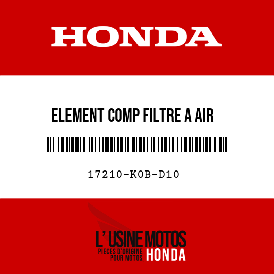 image de 17210-K0B-D10 ELEMENT COMP FILTRE A AIR