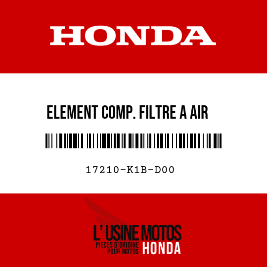 image de 17210-K1B-D00 ELEMENT COMP. FILTRE A AIR