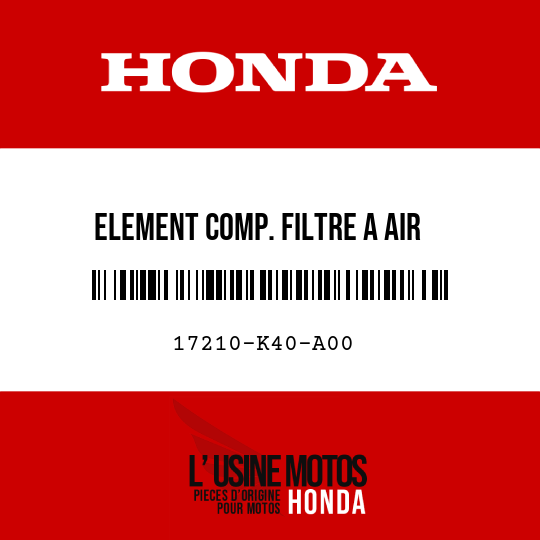 image de 17210-K40-A00 ELEMENT COMP. FILTRE A AIR