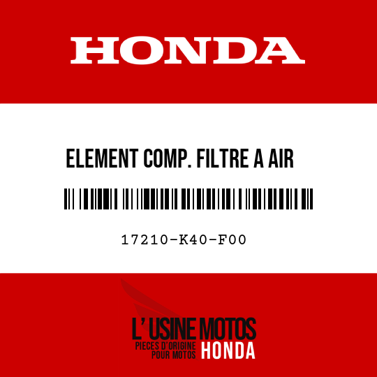 image de 17210-K40-F00 ELEMENT COMP. FILTRE A AIR