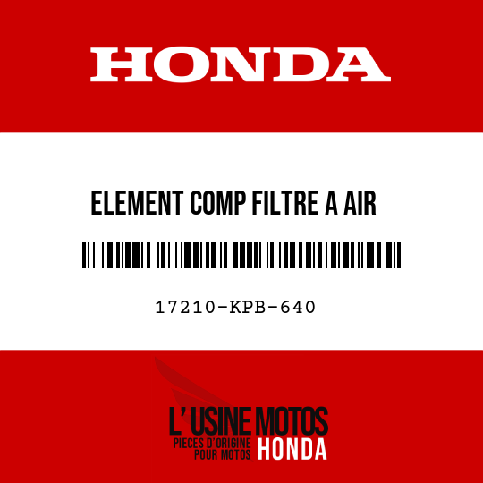 image de 17210-KPB-640 ELEMENT COMP FILTRE A AIR