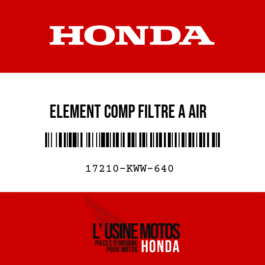 image de 17210-KWW-640 ELEMENT COMP FILTRE A AIR