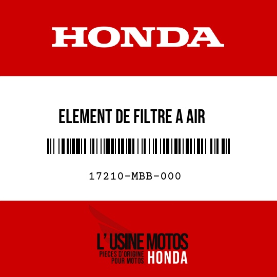 image de 17210-MBB-000 ELEMENT DE FILTRE A AIR