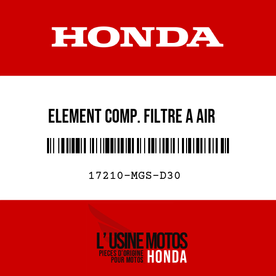 image de 17210-MGS-D30 ELEMENT COMP. FILTRE A AIR