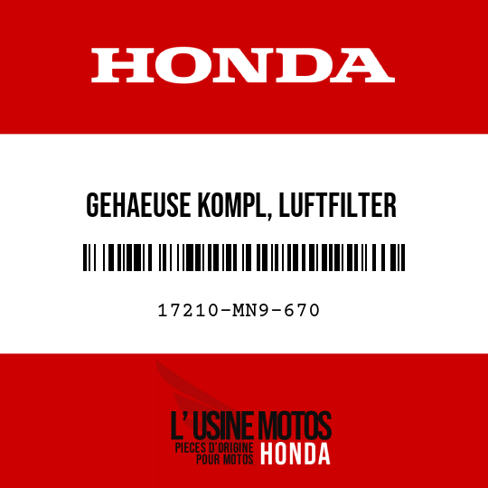 image de 17210-MN9-670 GEHAEUSE KOMPL, LUFTFILTER