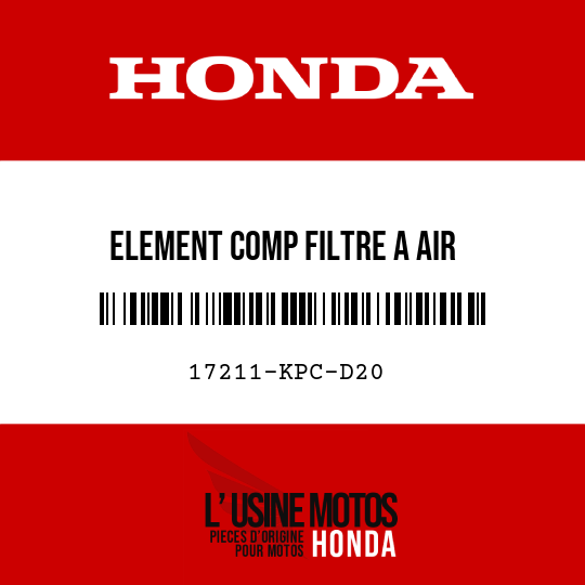 image de 17211-KPC-D20 ELEMENT COMP FILTRE A AIR
