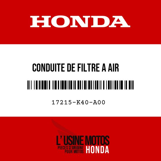 image de 17215-K40-A00 CONDUITE DE FILTRE A AIR