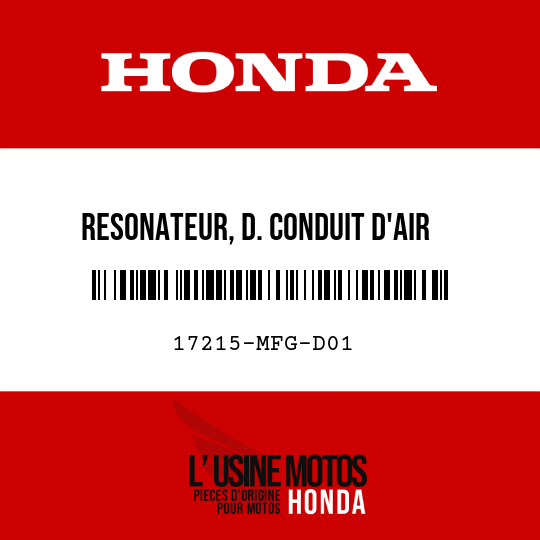image de 17215-MFG-D01 RESONATEUR, D. CONDUIT D'AIR