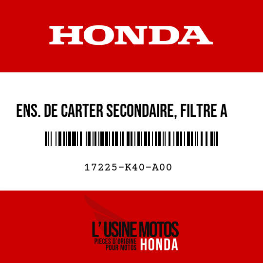 image de 17225-K40-A00 ENS. DE CARTER SECONDAIRE, FILTRE A AIR