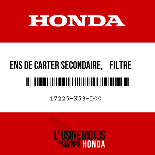 image de 17225-K53-D00 ENS DE CARTER SECONDAIRE,    FILTRE A AIR