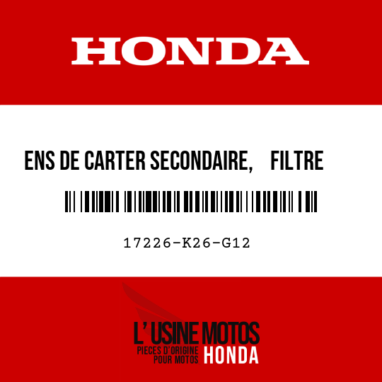 image de 17226-K26-G12 ENS DE CARTER SECONDAIRE,    FILTRE A AIR