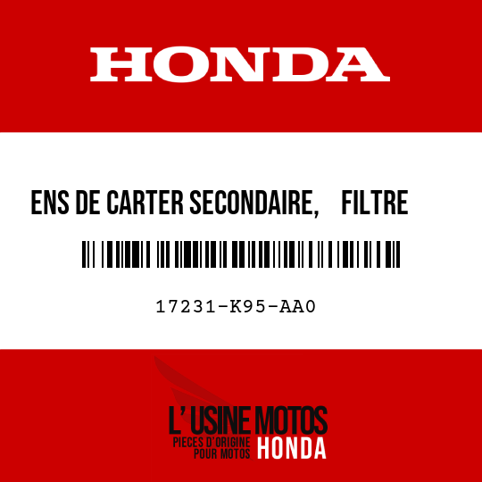 image de 17231-K95-AA0 ENS DE CARTER SECONDAIRE,    FILTRE A AIR