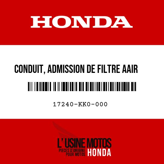 image de 17240-KK0-000 CONDUIT, ADMISSION DE FILTRE AAIR