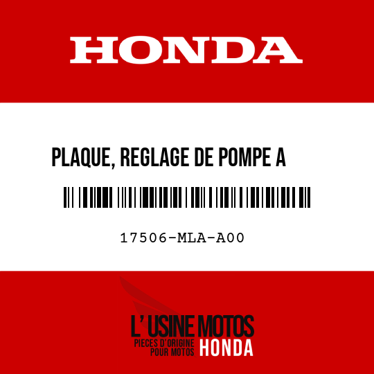 image de 17506-MLA-A00 PLAQUE, REGLAGE DE POMPE A    CARBURANT