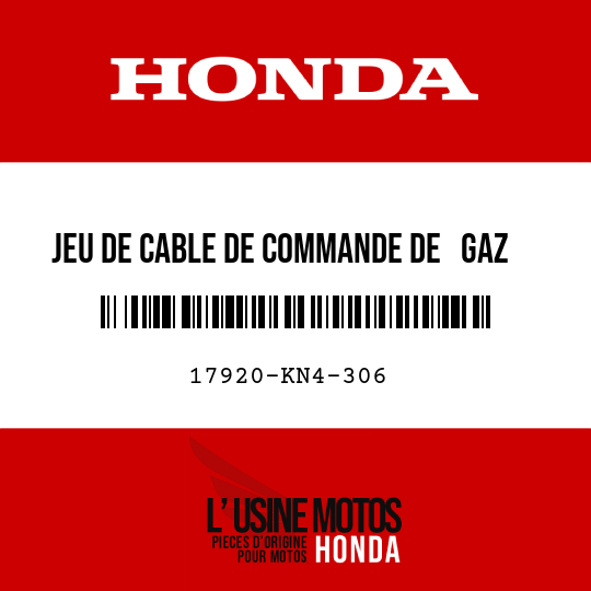 image de 17920-KN4-306 JEU DE CABLE DE COMMANDE DE   GAZ