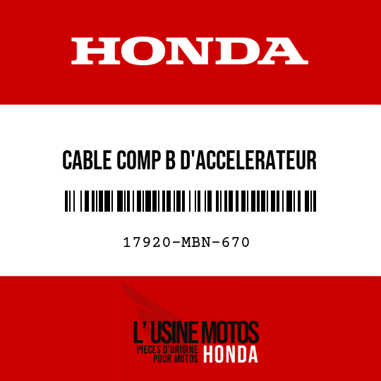 image de 17920-MBN-670 CABLE COMP B D'ACCELERATEUR