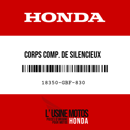 image de 18350-GBF-830 CORPS COMP. DE SILENCIEUX