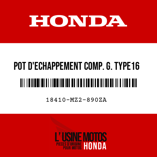 image de 18410-MZ2-890ZA POT D'ECHAPPEMENT COMP. G. TYPE16 