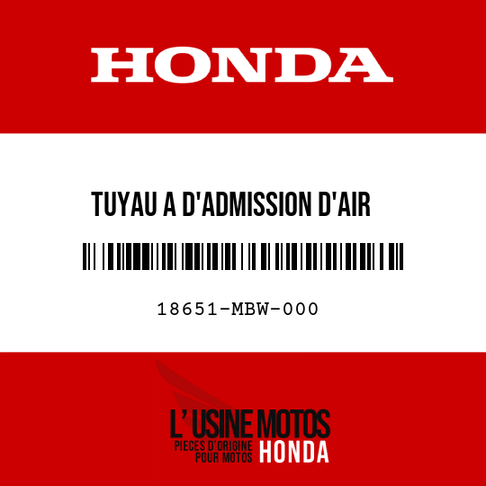 image de 18651-MBW-000 TUYAU A D'ADMISSION D'AIR